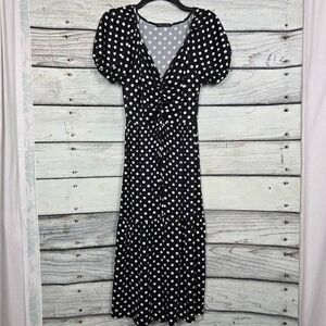 Caution to the Wind S Black White Polka Dot Dress